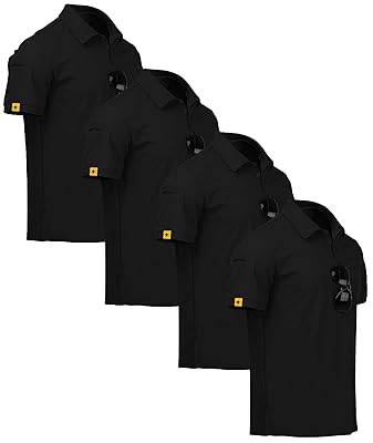 ZITY 4 Pack Mens Polo Shirt Short Sleeve Sports Golf Tennis T-Shirt Athletic Collared Tactical Shirts