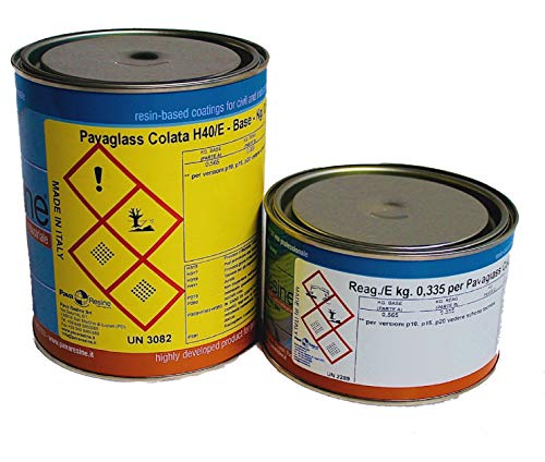 PAVAGLASS COLATA H40 Kg. 0,900 B+R, FORMULATO BI-COMPONENTE TRASPARENTE PER RIVESTIMENTI COMPRESI FRA 1-3 MM DI SPESSORE, RESINA ESENTE DA SOLVENTI