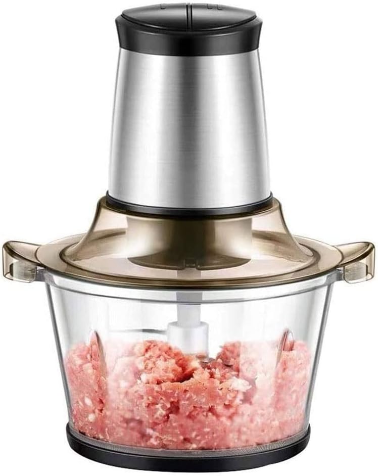 Electric Food Chopper Food Processors with 2L Glass Bowl Sharp Blades for Mincing Chopping Grinding and Meal Crushing Blender Prep Easy-Operation Food Grinder 300W