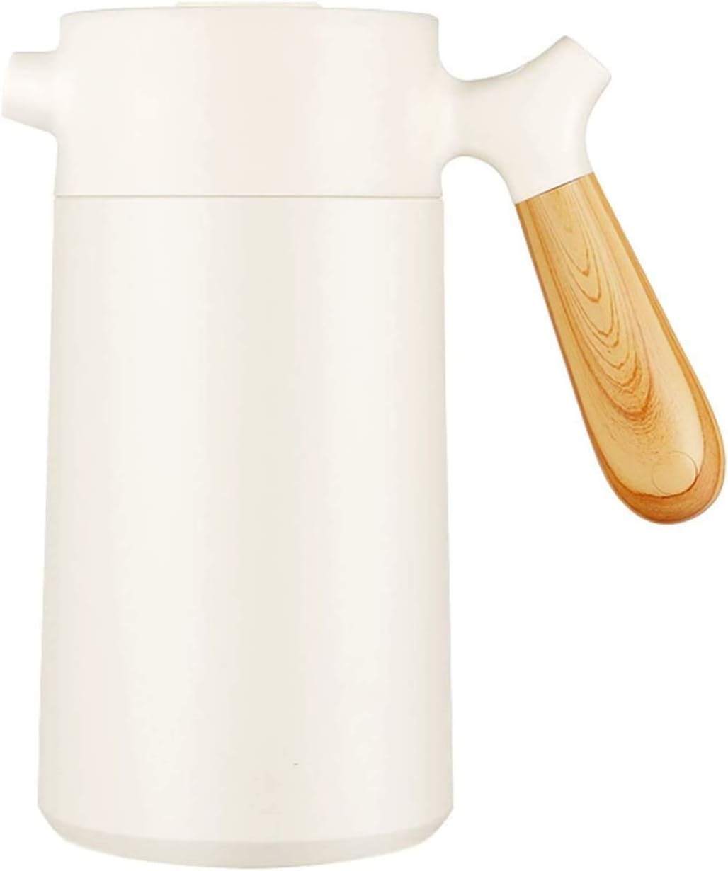 French Press Coffee Maker (1L)-Double Walled Large Coffee Press with 2 Filters, Stylish Rust Free Kitchen Accessory-Stainless Steel French Press with Teak Wood Handle (Color : White)