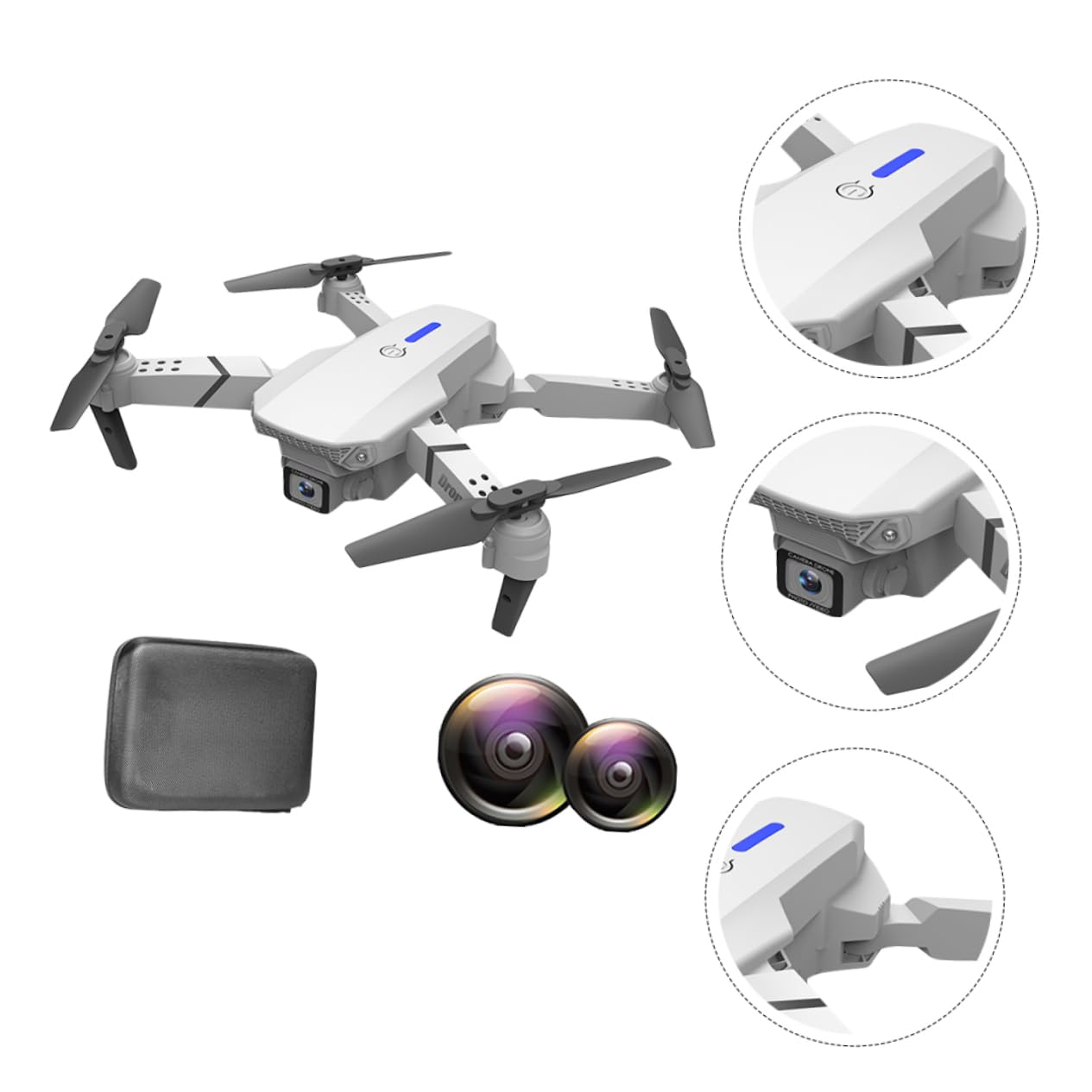 Drone Pliable E525 4k Caméra, Quadricoptère Léger Blanc
