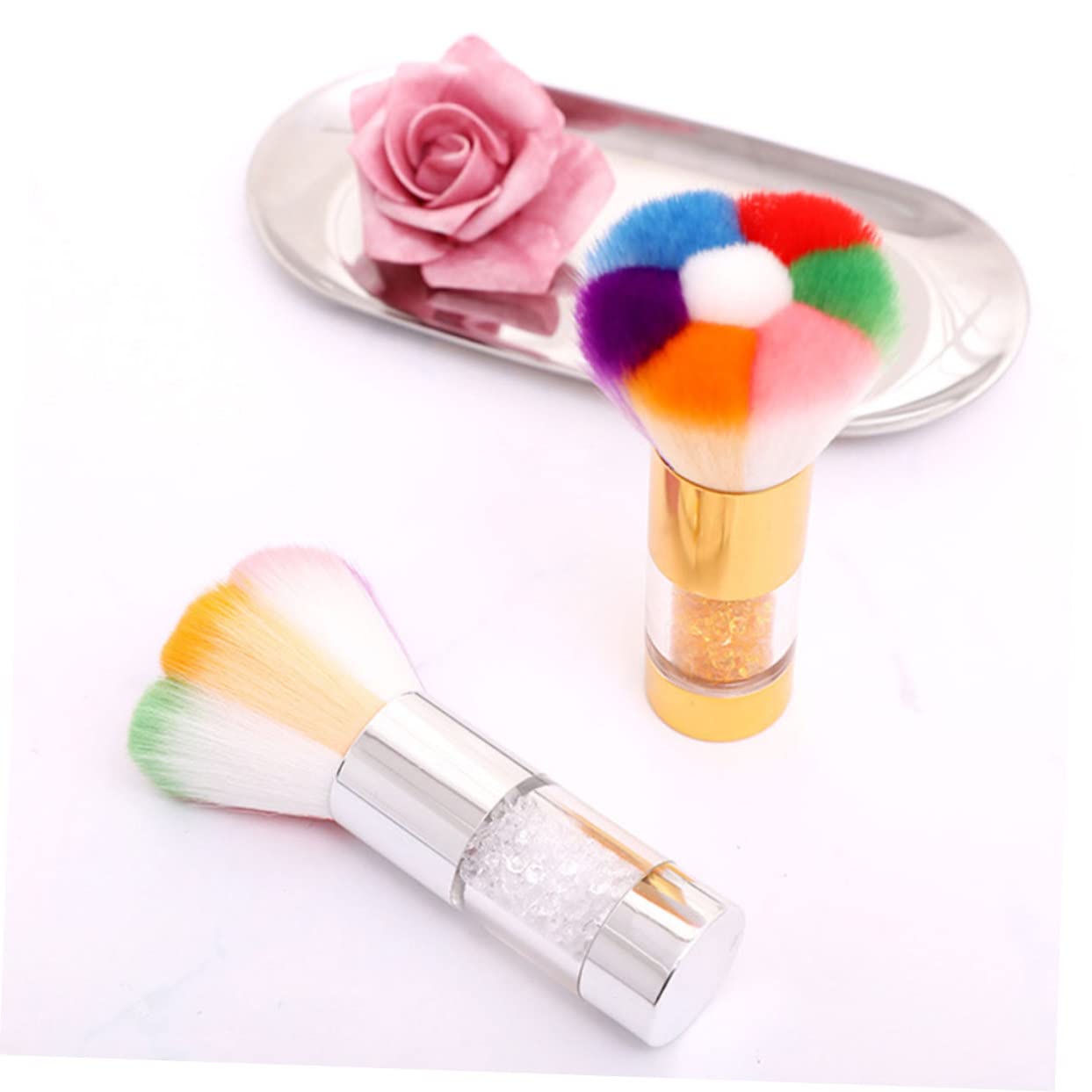 FRCOLOR 6stücke Tragbare Multifunktions-make-up-pinsel Für Damen Kosmetikpinsel Für Blush Und Puder Silber Mit Weichen Borsten Für Gleichmäßiges Finish