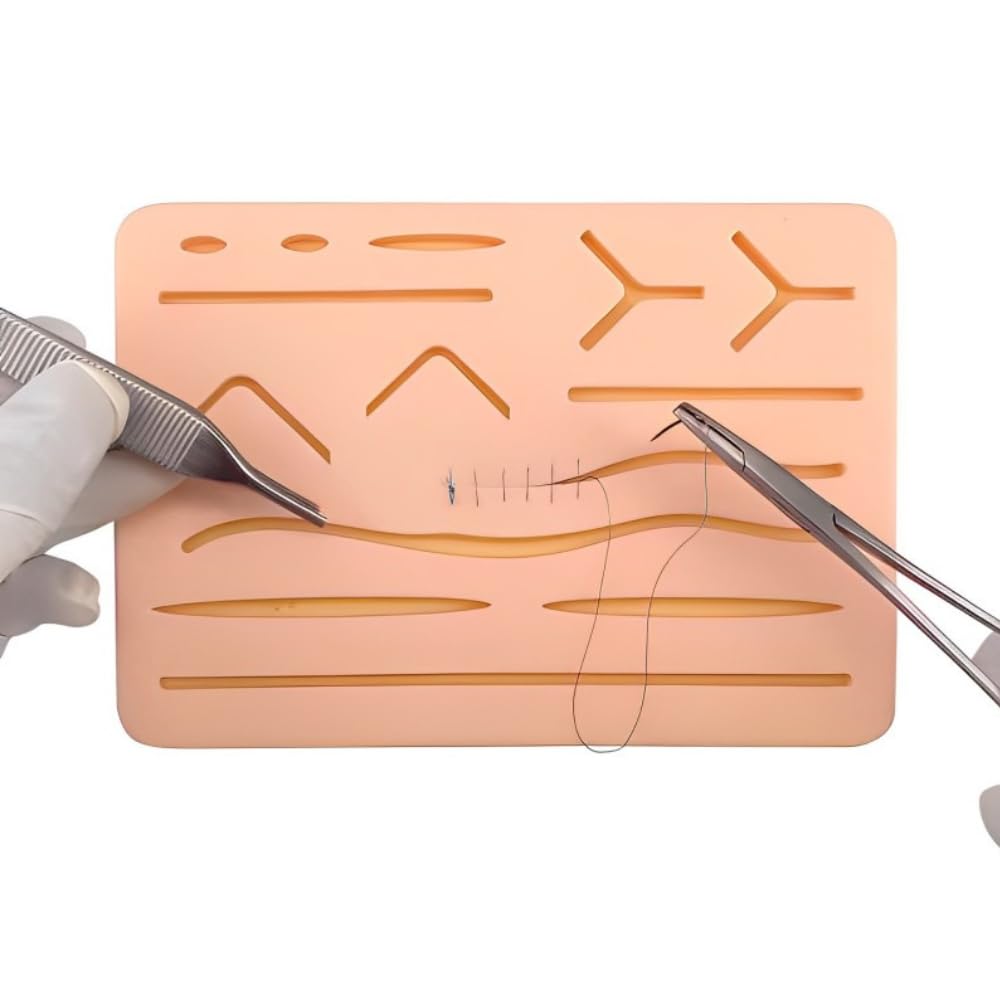 B-Arm Suture Practice Pad for Medical Student Training | Reusable 3-Layer Suturing Pad (Skin, Fat, Muscle) with 14 Pre-Cut Wounds | Suture Skin Pad Compatible with Suture Practice Kit-image-32