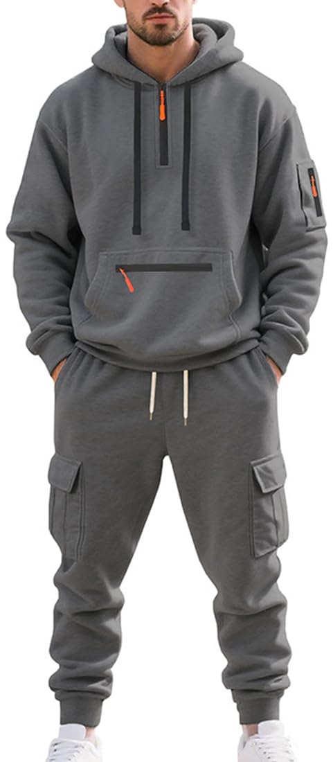 Set da Uomo composto da felpa con cappuccio e pantaloni, completo a due pezzi streetwear Y2K, felpa da uomo con tasche set sportivo