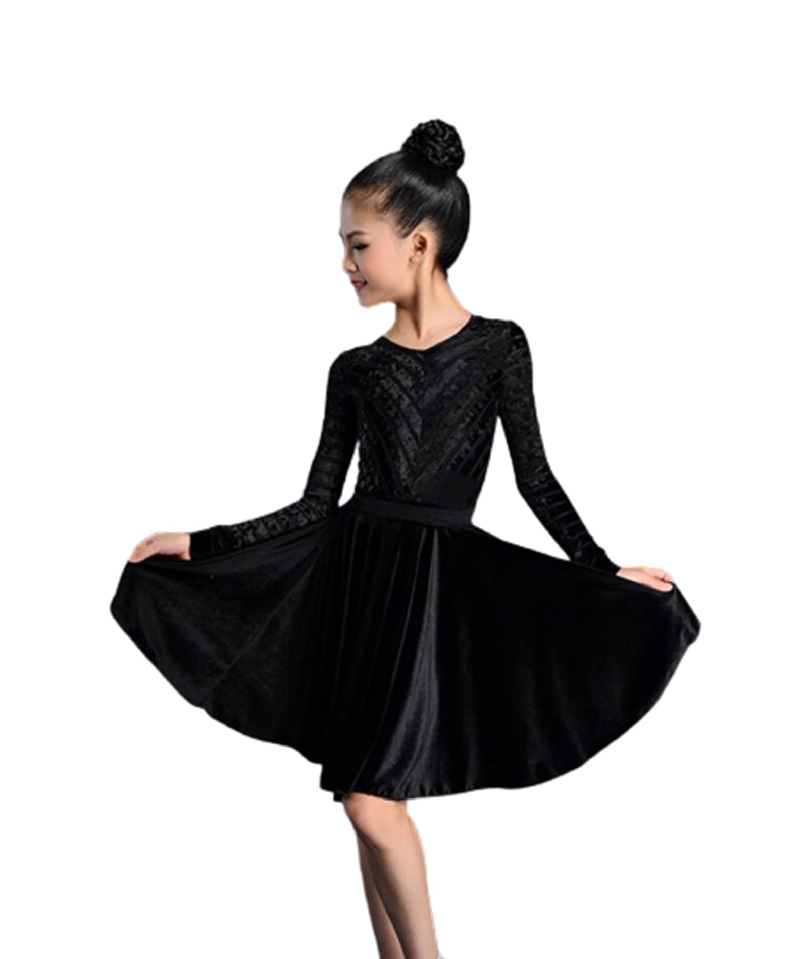 Sukienka do tańca Velvet Latin Dress dla dziewczynek Stroje do tańca dla dziewczynek Ubrania do ćwiczeń tańca latynoskiego Kostium do występów na zawodach tańca latynoskiego