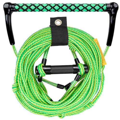 Obcursco Wakeboard Rope,70FT Water Ski Ropes with EVA Handle. Ideal for Water Skiing, Wakeboard, Kneeboard (70FT, Green & Yellow)