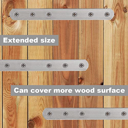 Image of 4 Pcs Straight Brackets 8 Inch Flat Brace Stainless Steel Straight Mending Plates for Wood, Heavy Duty Repair Fixing Joining Brackets with Screws