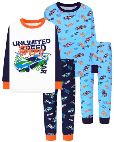 Image of DAUGHTER QUEEN Boys Pajamas 4 Pieces Long Set 100% Cotton Sleepwear Size 18 Months-12 Years