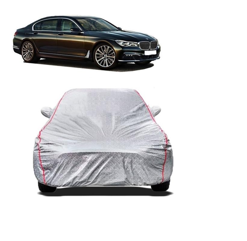 100% Waterproof Car Cover - SilverTech Fabric - Compatible with BMW 7 Series 730Ld Design Pure Excellence Car Body Cover - with Mirror Pocket - Soft Cotton Lining - Silver Color