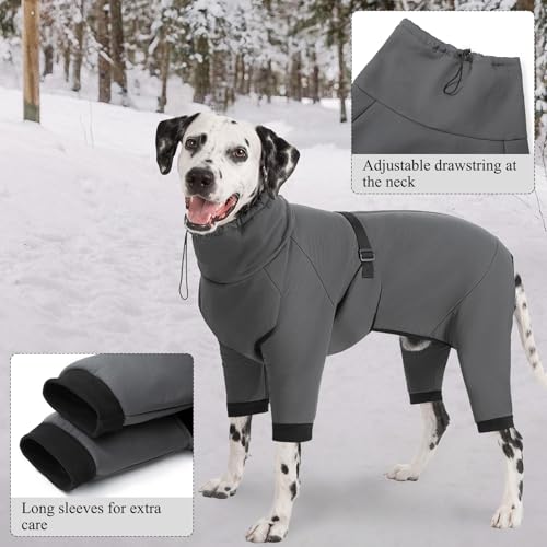 Cyponpy Hundemantel Wasserdicht Warm mit Beinen Hundejacke Winter Reflektierend Reißverschluss Hundemantel Warm Hundepullover Fleece Mantel Hund Winterjacke Wasserdicht Hundebekleidung Regenmantel