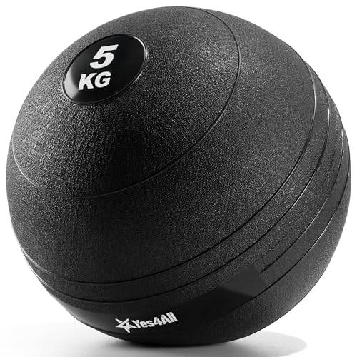 Yes4All XN4M Slam Balls 5 kg, Black, Medicine Ball Sand Filled No Bounce Exercise Ball, Suitable for Workout and Strength Training