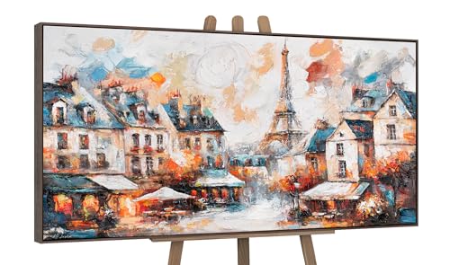 YS-Art - Pintura de paisaje pinturas acrílicas sobre lienzo cuadros modernos con marco cuadro de pared pintado a mano decoración para sala de estar obra de arte real 200x100 cm