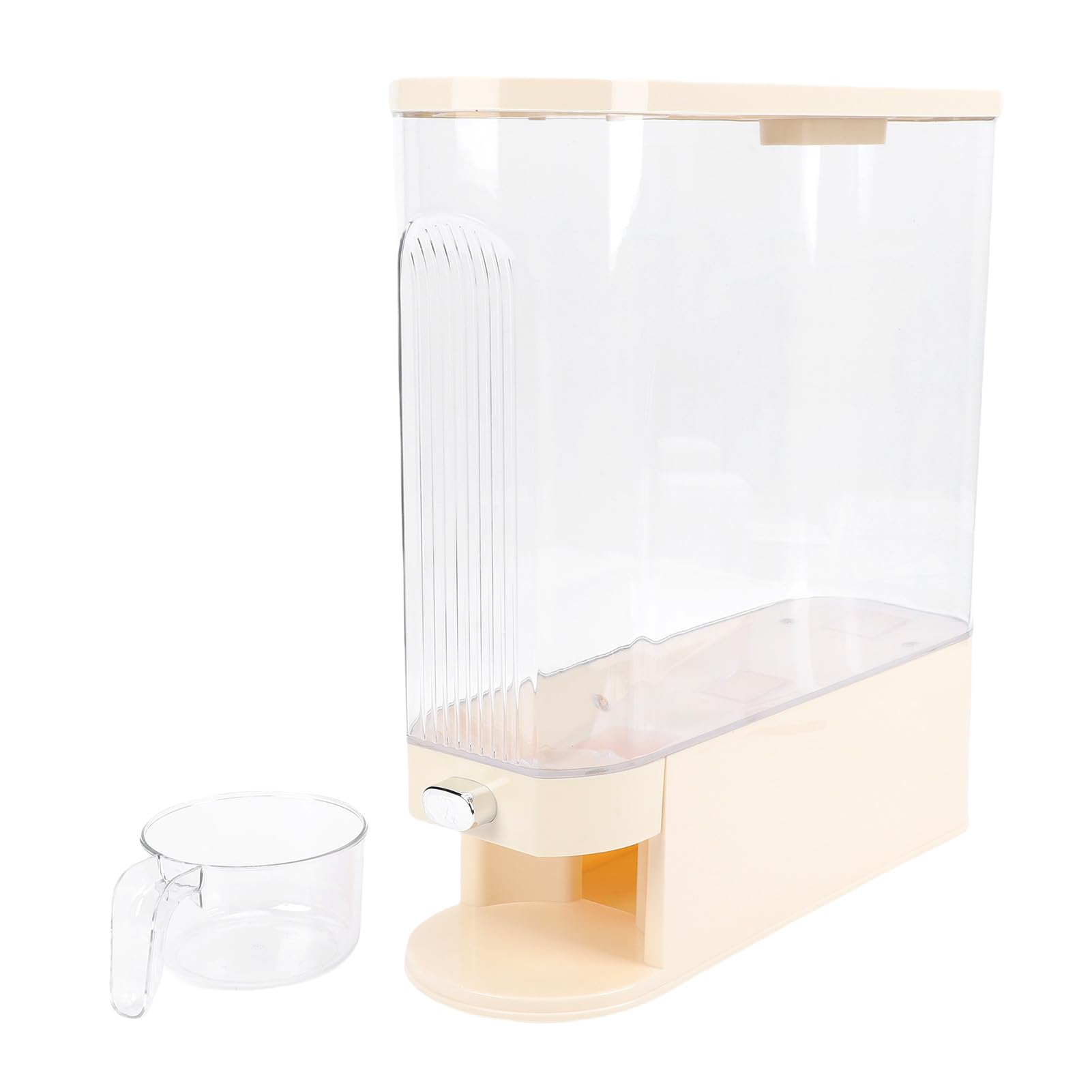 Lylithuif Rice Dispenser with Cup PP Sealed Slim Dry Food Storage Grain Container Bin for Pantry Home Kitchen Organization
