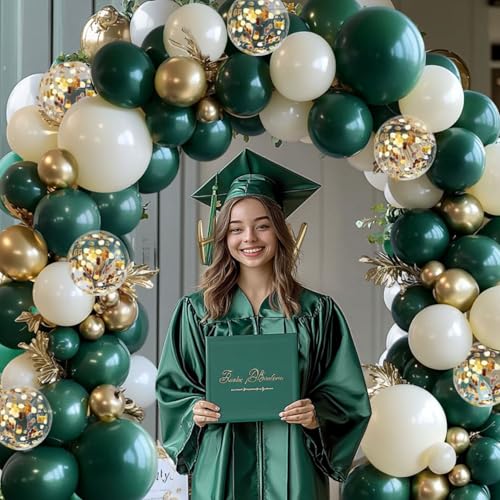 Image of Emerald Green Gold Balloon Arch Kit, Pearl, 129 Pcs, Different Size