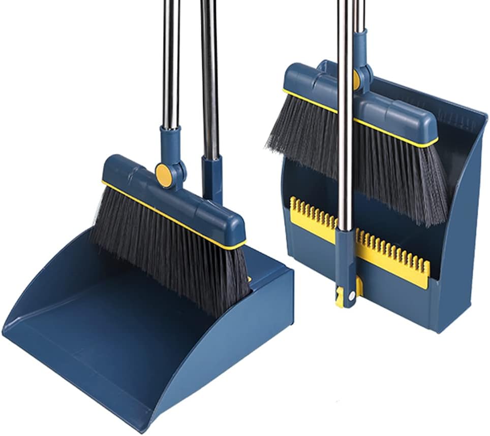 Ultimate Broom and Dustpan Set with 33 Inch Long Handle for Floor Use - Upright, Stand Up Design
