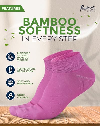 Image of Pembrook Bamboo Viscose Ankle Diabetic Socks for Women and Men - 6 Pairs | Moisture-Wicking, Super Soft, Non Binding