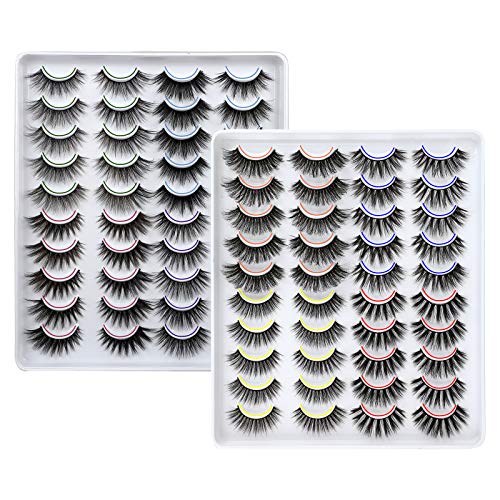 40 Pairs Fake Eyelashes 8 Styles Natural Look Wispy False Eyelashes Dramatic Fluffy Faux Mink Eyelashes Soft Lightweight Handmade Lashes Pack