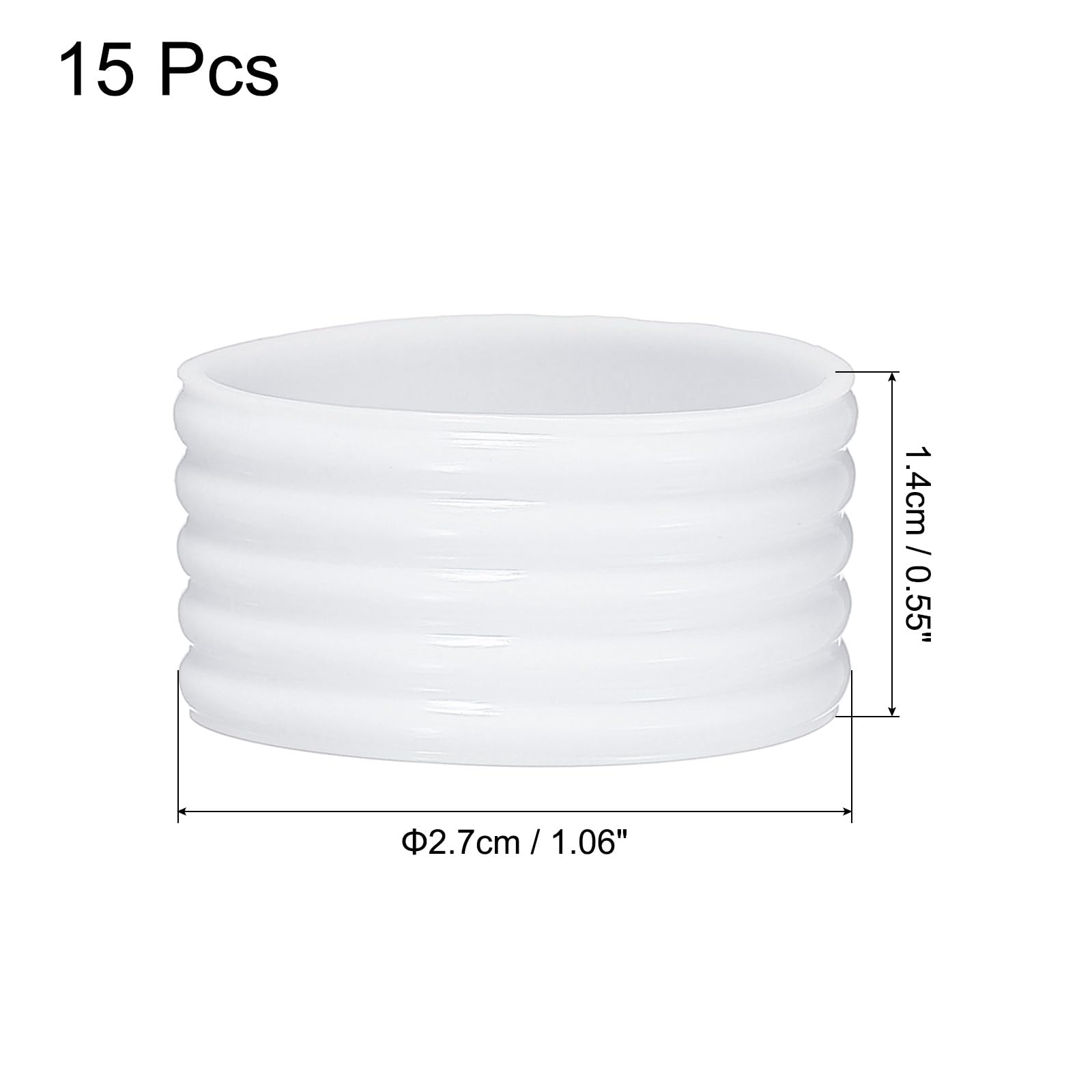 MECCANIXITY Tennis Racket Silicone Racquet Grip Ring Racket Band Rubber Ring Non Slip Absorbent Overgrip in Place for Badminton Squash Handle, White 15Pcs