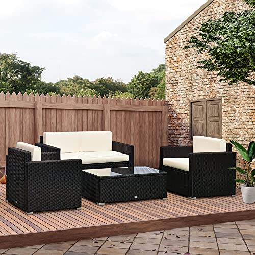 Outsunny US841-086V01BK0131 4 Piece Wicker Patio Furniture Set thumb #1