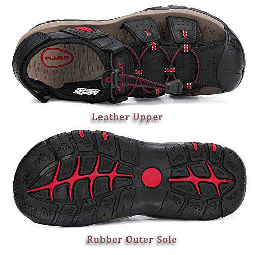 Image of FLARUT Mens Closed Toe Hiking Sandals,Leather Athletic Water Shoes | Durable Leather Upper,Excellent Toe Protection,Grip Rubber Outsole,Lightweight&Cushion EVA Midsole