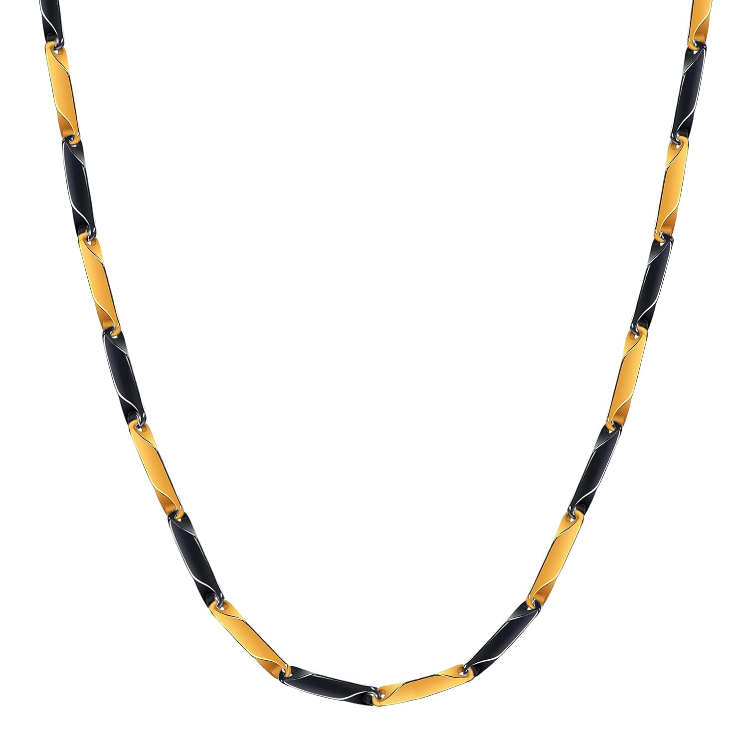 STYLE KRAFT Gold Black Double Tone Rice Chain for Mens Womens Stainless Steel Rice Chain for Boys Boyfriend Birthday Gift Gold Black Stylish Chain for Bikers Gift For Bestfriend-image-42