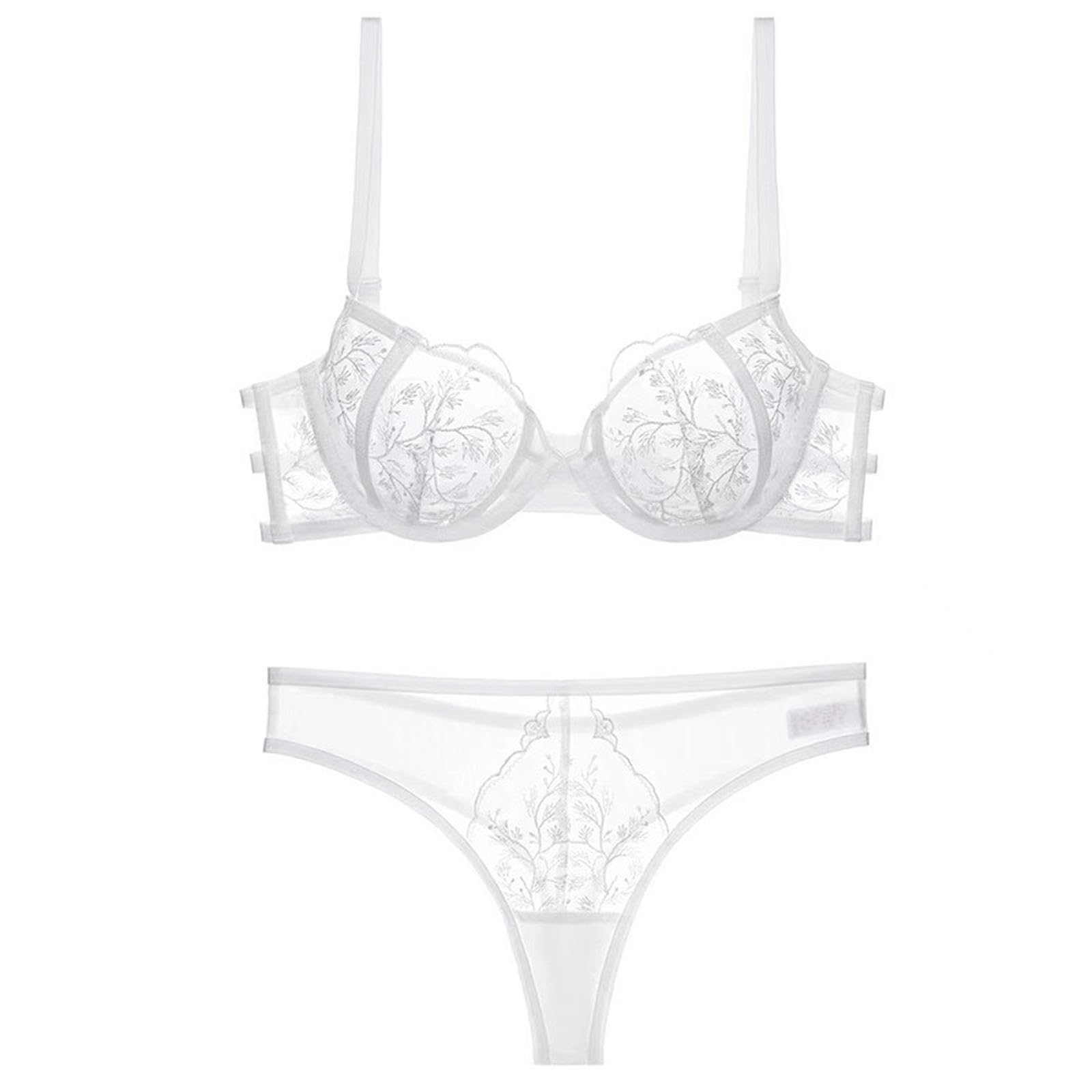 Biancheria Intima Donna Reggiseno da Donna E Mutandine Set di Lingerie in Pizzo Set con Filo Abbinati E Set per Donne 2 Pezzi-Polvere Sexy-34 75a