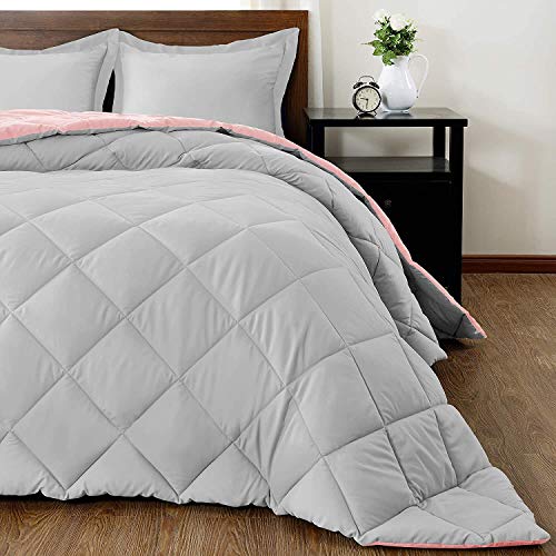 Downluxe King Size Comforter Set - Pink And Grey King Comforter, Soft Bedding Comforter Sets For All Seasons, King Comforter Set - 3 Pieces - 1 Comforter (104"X92") And 2 Pillow Shams(20"X36") #TOP4