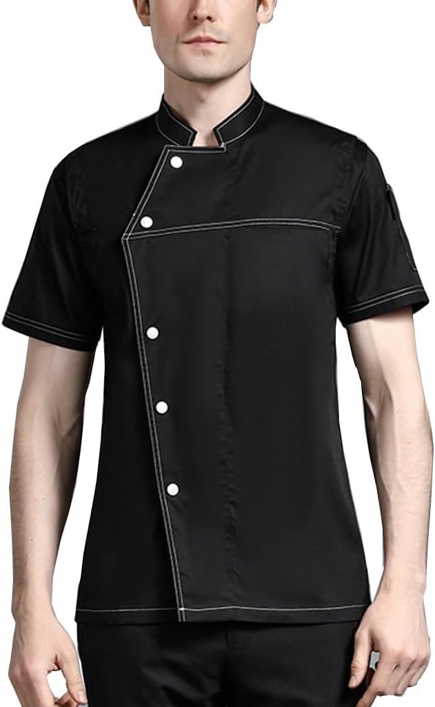 Kitchen Chef Jacket Short Sleeve Uniform Workwear Unisex Chef Coat for Food Service, Caterers, Bakers, Culinary