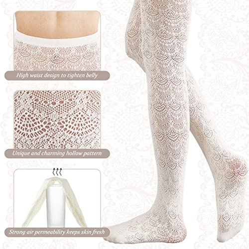 JaGely 1/2/3 Pair White Lace Tights for Women White Fishnet Hollow out Knitted Tights Lolita Stockings Lace Strips Pantyhose2