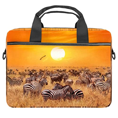 Sac ordinateur 13-14.5 pouces motif zèbre et coucher de soleil pour le quotidien