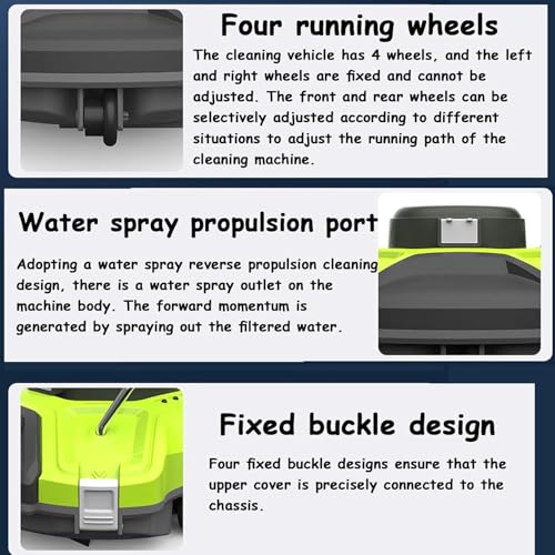 Fkinglrk Automatic Robotic Pool Cleaner, Wall Climbing, Massive Top-Load Filter Bin, Cordless Robotic Pool Vacuum Cleaner For In-Ground & Above Ground Swimming Pools - 7