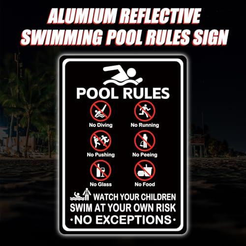 Cartel Grandes Reglas de Piscina 14x10 Pulgadas miniatura 4