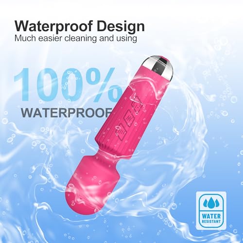Image of Handheld Wand Massager 20 Modes 8 Speeds, Quiet Mini Vibration Massager for Deep Tissue & Muscle Recovery, Neck Back Shoulder, Cordless Portable (Red)