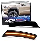 iJDMTOY Black-Out Smoked Lens Amber Yellow Full LED Strip Front Bumper Wheel Arch Side Marker Light Kit Compatible With Nissan 2022-up Gen3 Frontier, Replace OEM Amber Bulb-Less Sidemarkers
