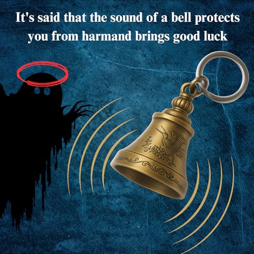 Image of FOSSE Metal Guardian Bell Keychain For Bike /Car | Tibetan Key Chain Good Luck Key Chain (1 Pc), Gold