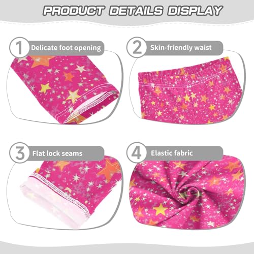 Stars on Pink Girls Leggings,Workout Leggings for Girls Toddler Athletic Leggings Size for 3-10T3