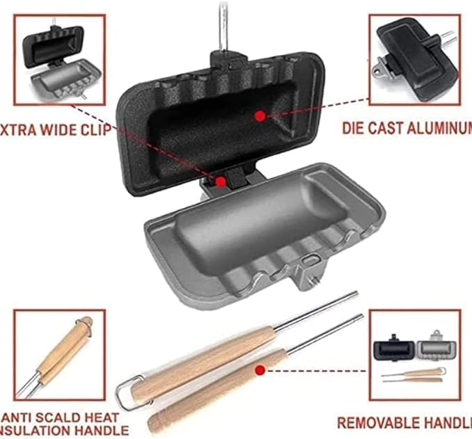 Miniatura 2 de TBMAKE Máquina de sándwiches 4W1H, bandeja para hornear sándwiches de doble cara, sartén antiadherente portátil para sándwiches, panqueques,