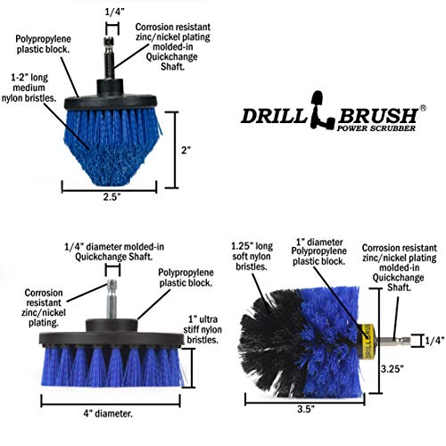 Image of Drill Brush Aquatic Cleaning Brush Set - Fish Tank Accessories - Boat Accessories - Aquarium Scrubbing Kit - Swimming Pool Brushes - Pool Cleaning Household Set - Fish Tank Cleaner - Cleans Boat Seats
