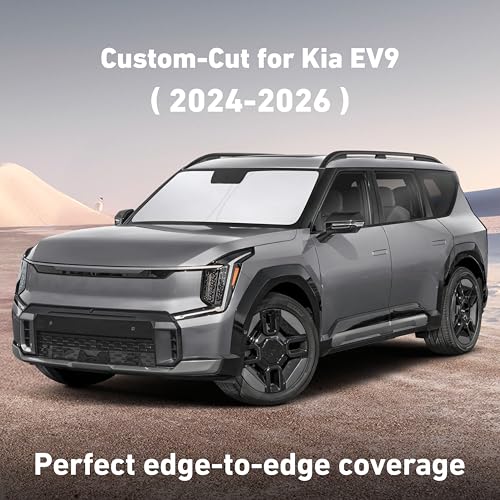 Image of EcoNour Windshield Sunshade Compatible for Kia EV9 2024 2025 2026, Sun Visor for Front Windshield & Window Sun Shade Cover, UV Heat Blocker & Protector, Car Accessories