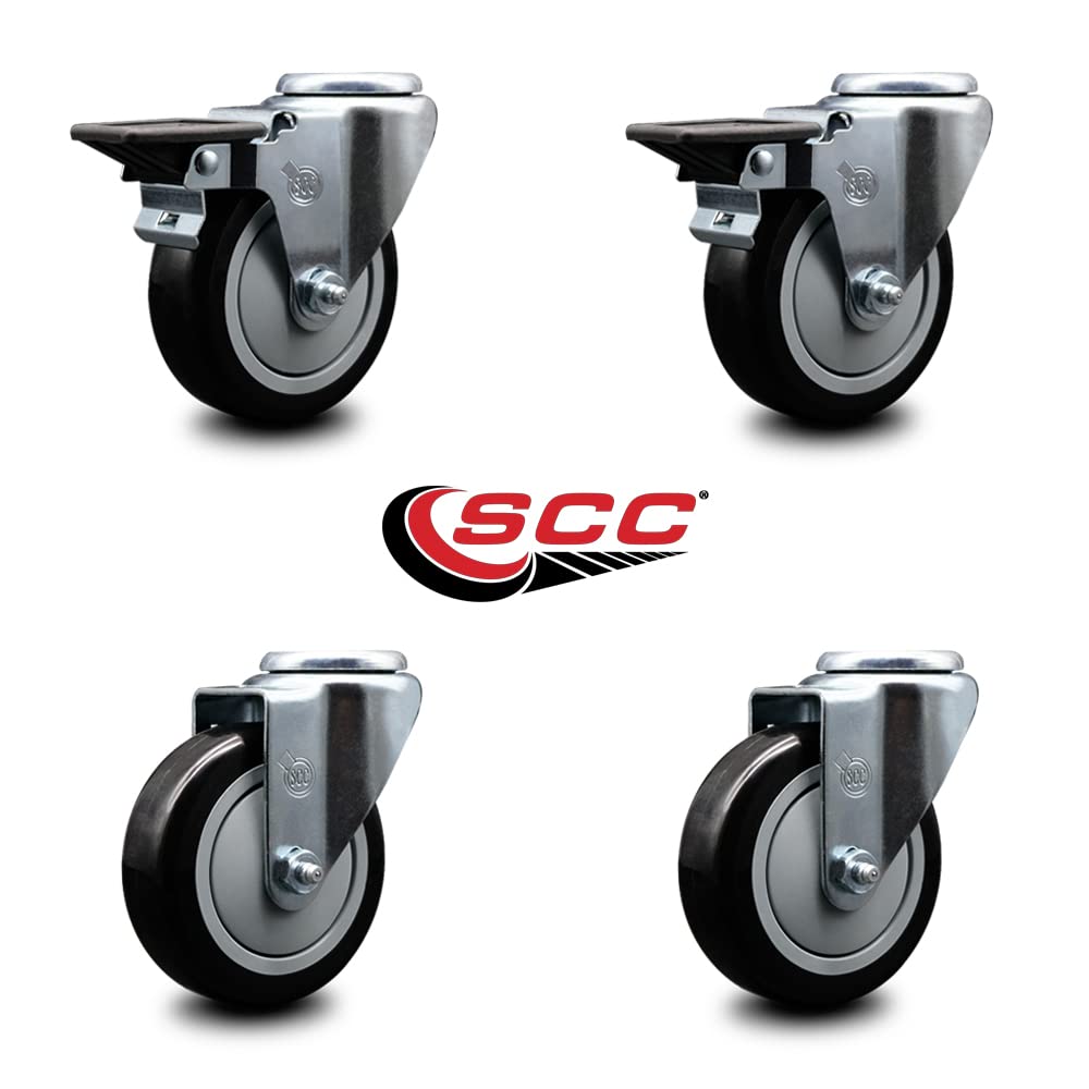 Polyurethane Swivel Bolt Hole Caster Set of 4 w/4
