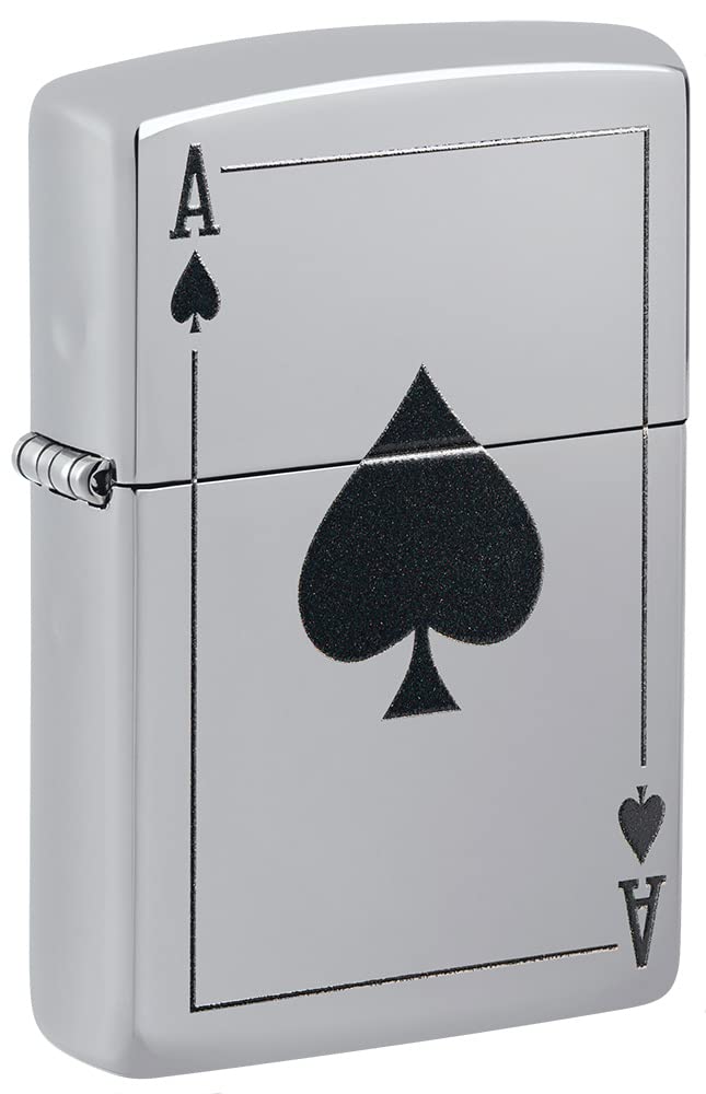 Zippo Sturmfeuerzeug - Modell Ace of Spade - High Polish Chrome Finish mit Color Image - Nachfüllbar - Wiederverwendbar - Windfestes Design - Made in USA