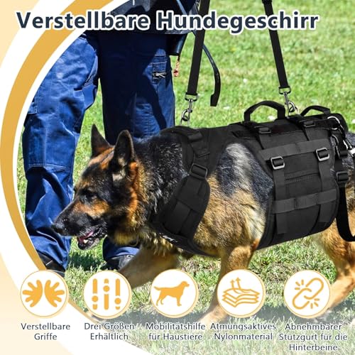 Hundegeschirr, Verstellbare Hundegeschirr Mittelgroße Hunde, Atmungsaktive Sicherheitsgeschirr Hund Mit Griffen, Abnehmbare Hunde Sicherheitsgeschirr, DREI Größen Panikgeschirr(L)