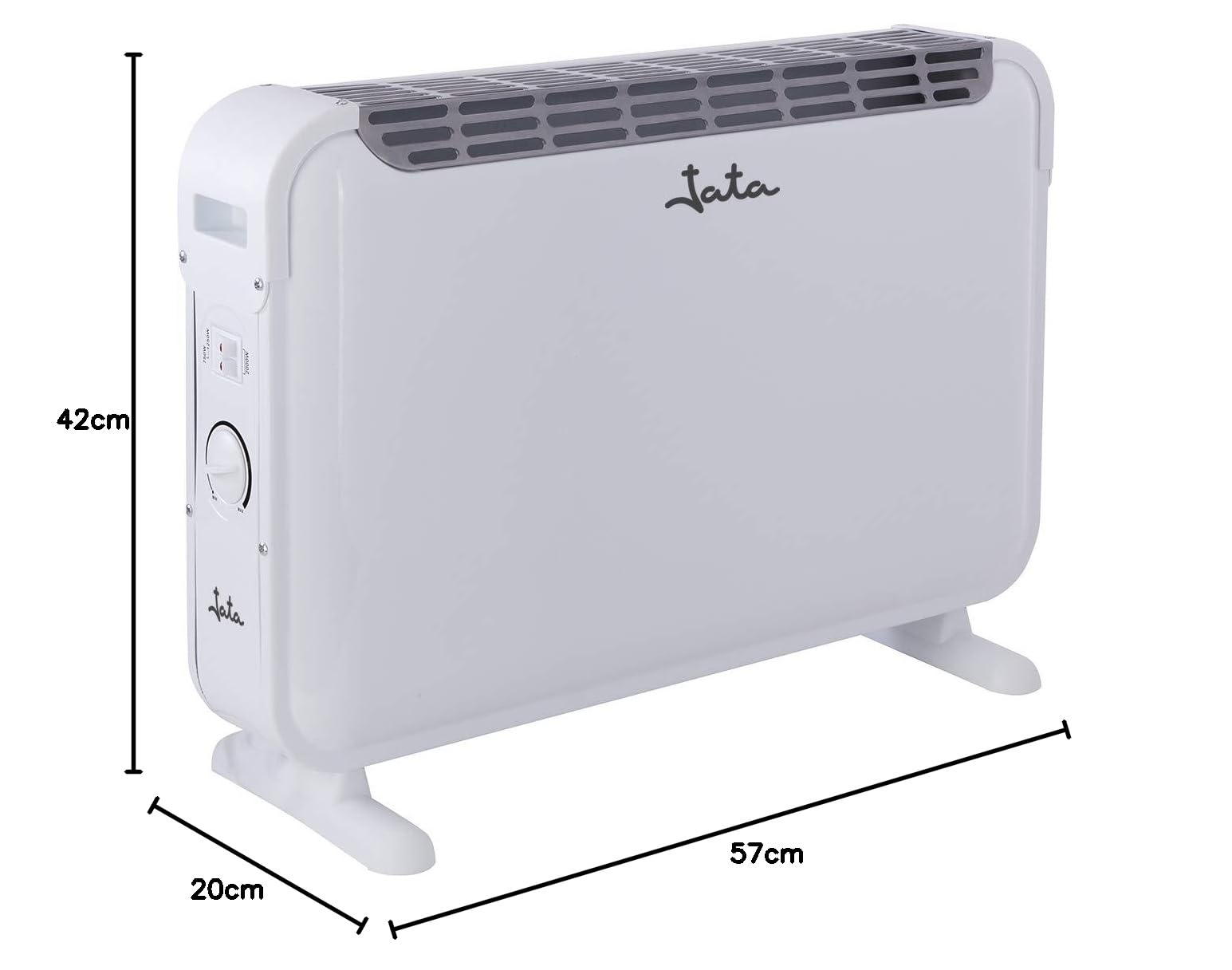 JATA C214 - Radiador / Convector con 3 Potencias de Calor (750 - 1250 - 2000 W) y Termostato Regulable de Temperatura. Asas de Transporte. Silencioso. Protección contra Sobrecalentamiento