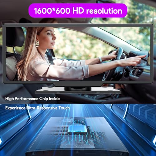 NUOTIAN 10.26 Inch Wireless Carplay Display, Android Car Display, Car Radio with Bluetooth 5.3, 4K Dashcam + 1080P Reversing Camera, GPS Navigation, Mirror Link, 64G TF, FM, AUX (with Replacement - Image 4