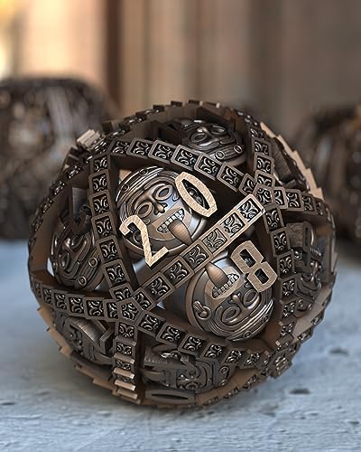 JOYLORD Mayan Metal DND Dice Set - Premium Dungeons and Dragons Dice with Hollow Orb Design - Ideal DND Gift for Smooth Rolling in RPG and Tabletop Games, Encased in an Elegant Gift Box