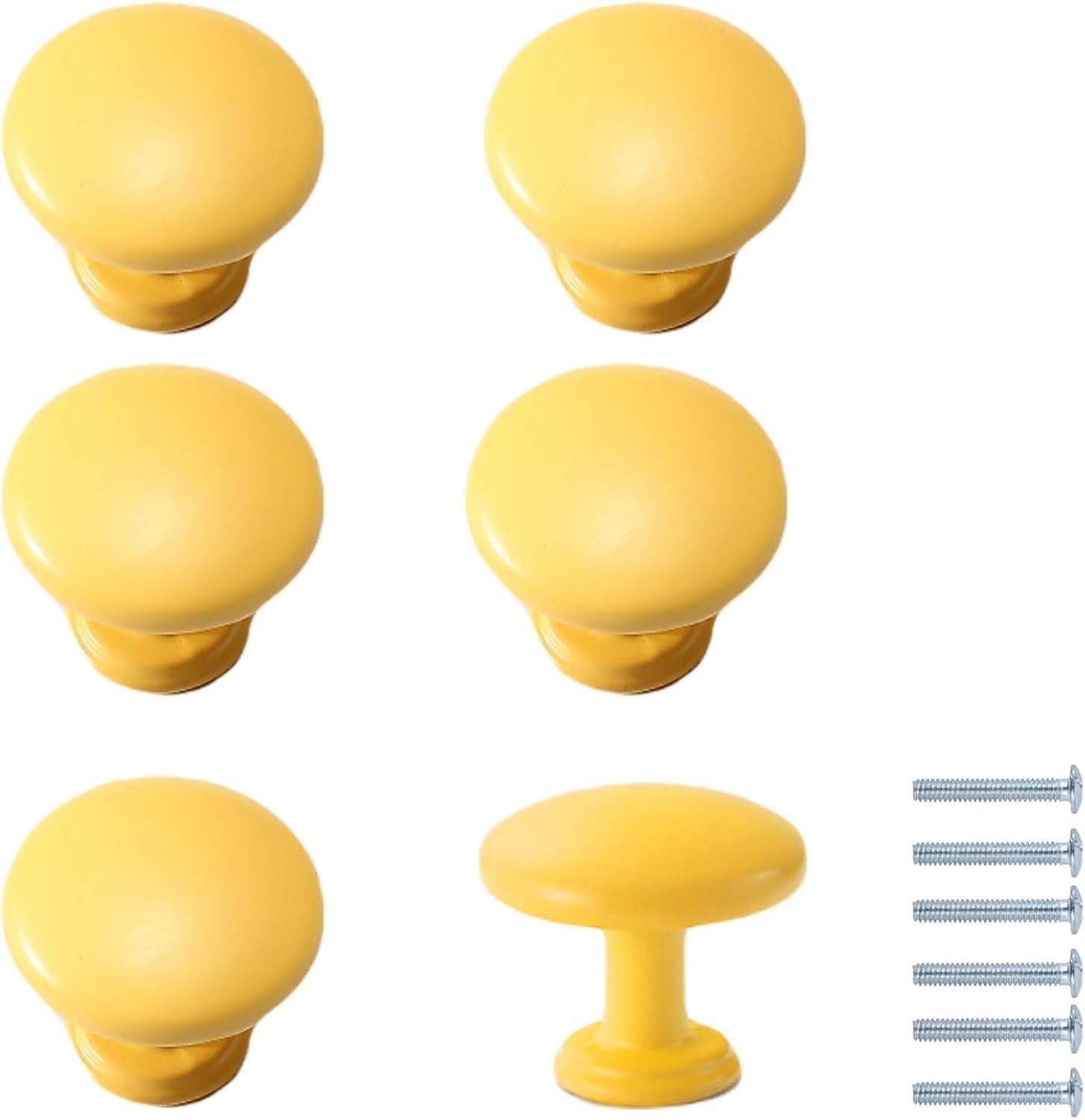 Tnbccxn Yellow 27*27Mm Cabinet Handles, Cabinet Handles,6 Pack Wardrobe Knobs Cabinet Door Knobs Colored(Yellow 27 * 27Mm)