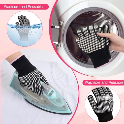 Image of Riyiper 3 Pairs Heat Resistant Gloves for Sublimation, Gloves for Heat Press with Silicone Bumps Applies to Resistant Work, Hair Styling, Universal Fit Size (White)