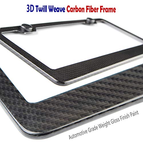 Bggtmo Carbon Fiber License Plate Frame - 100% Real Carbon Fiber Overlays Aluminum License Plate Frames | Stainless Steel Anti-Theft License Plate Screws | Cf Screw Caps | 1Pc Black Gloss Plate Frame #TOP1
