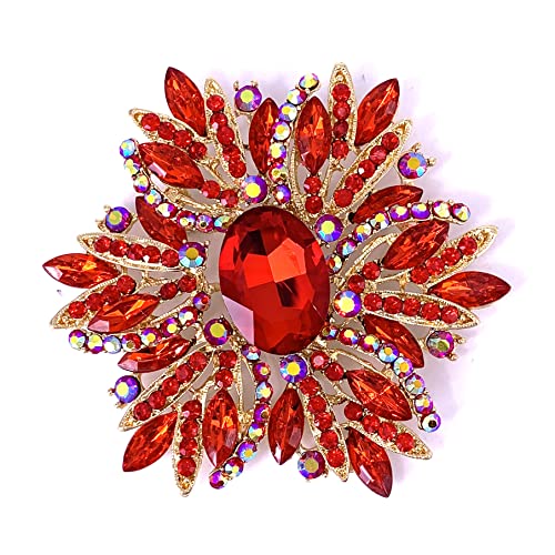 Image of SELOVO 3.5 inch Huge Big Large Brooch Pendant Scarf Hats Decoration Blue Flower Pin Gold Tone