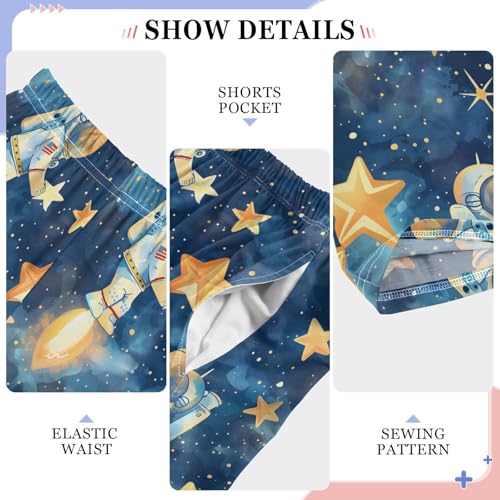 ALAZA Stars and Rockets Cute Astraunts Pajamas Bottoms with Pockets Comfy Pjs Sleepwear Elastic Waistband Pajamas Pants Lounge Pants for 6-14 Years4
